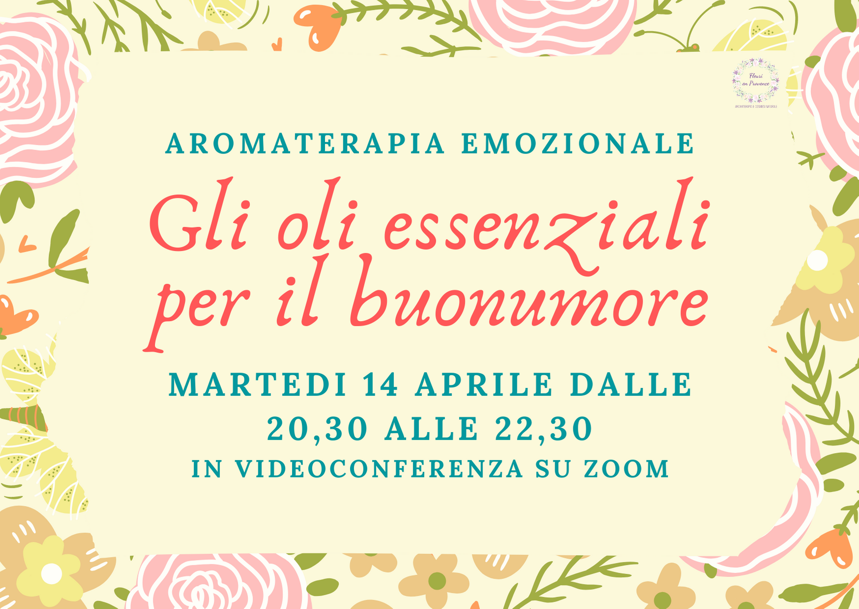 Corso di aromaterapia on line 14 aprile: oli essenziali per il buonumore